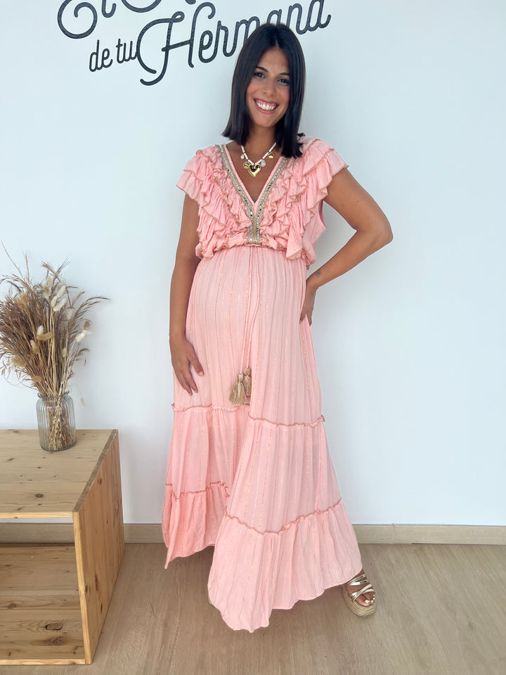Vestido Saona largo rosa