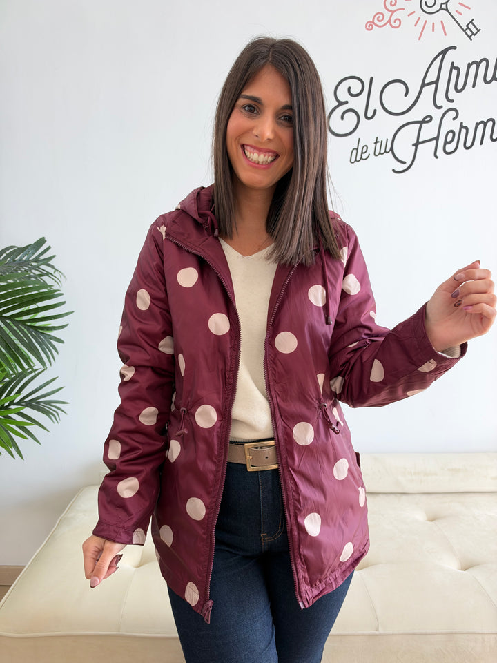 Chaqueta reversible Lunares burdeos