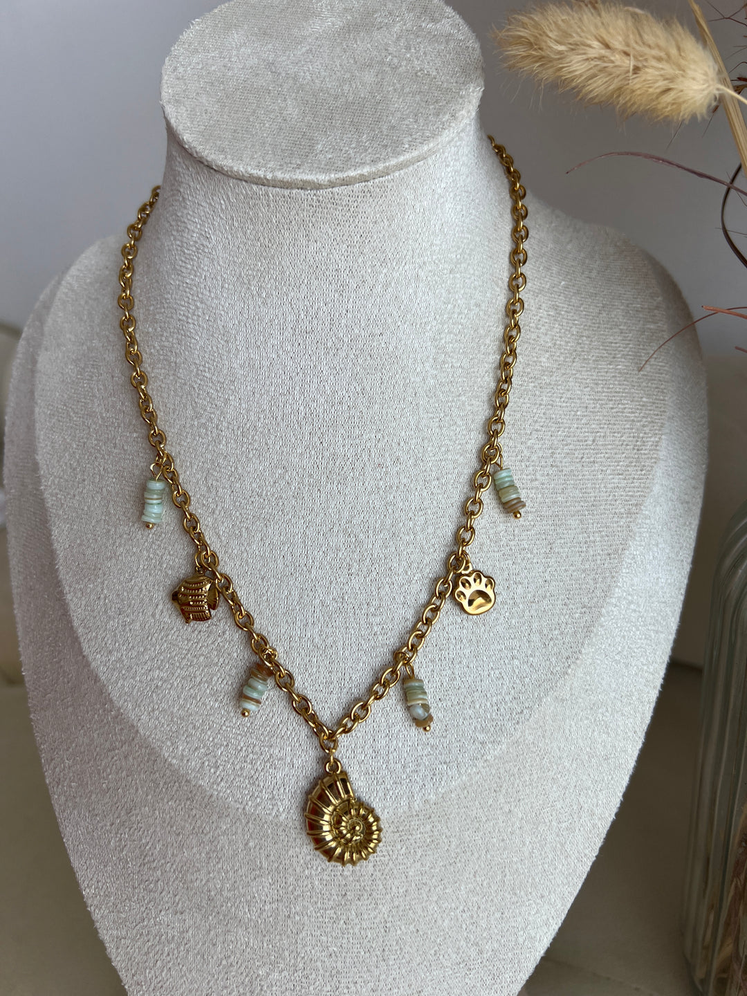 Collar Posi verde aguamarina (acero)