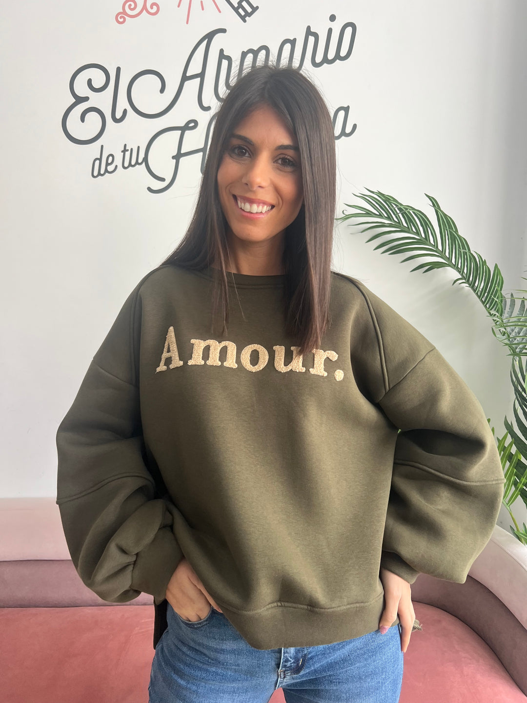 Sudadera Amour verde militar