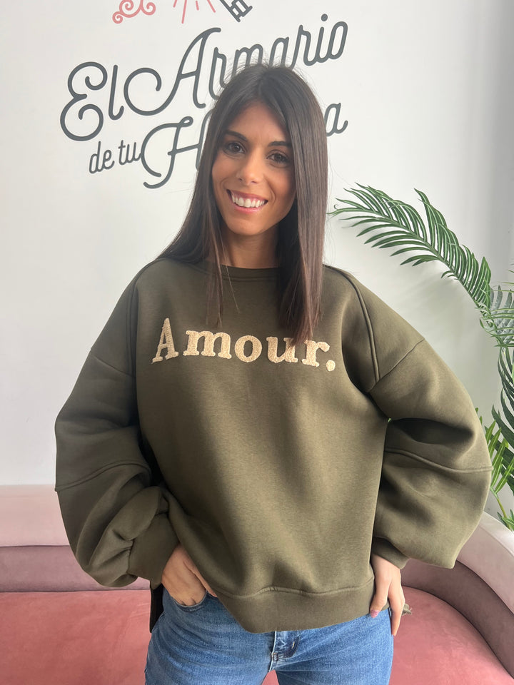Sudadera Amour verde militar