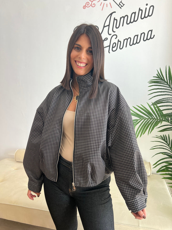 Chaqueta Vichy Bomber negro