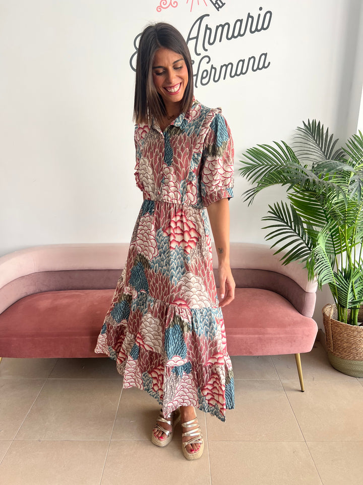Vestido Lisa verde y turquesa