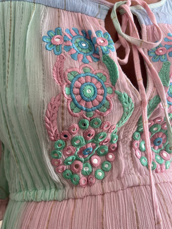 Vestido Manacor celeste y rosa