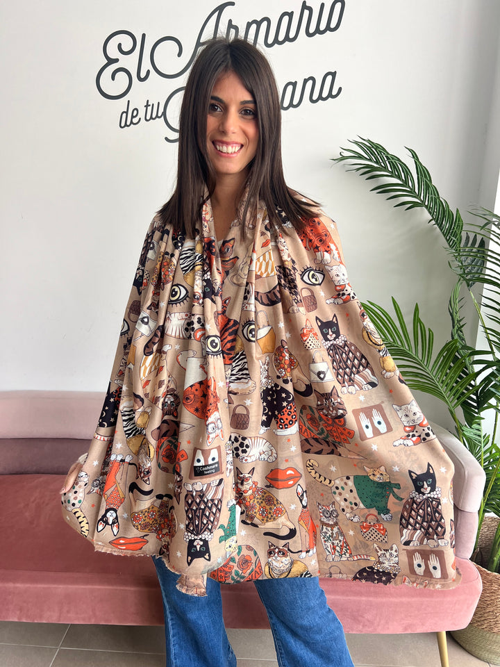 Bufanda Cat Lover beige