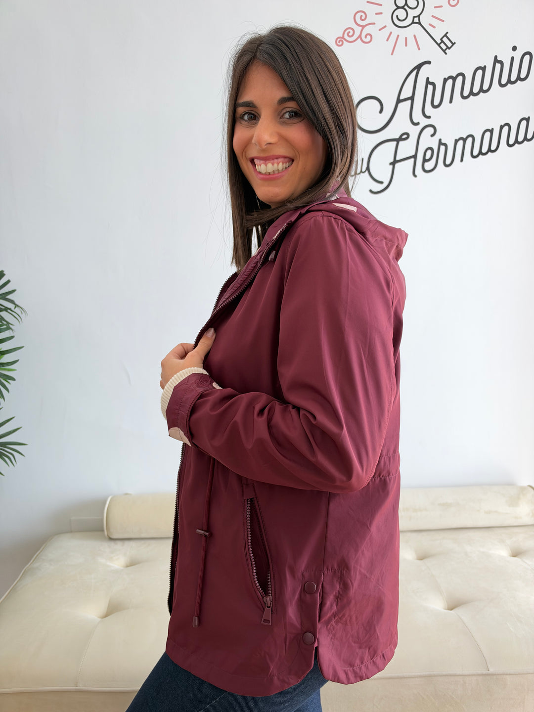Chaqueta reversible Lunares burdeos