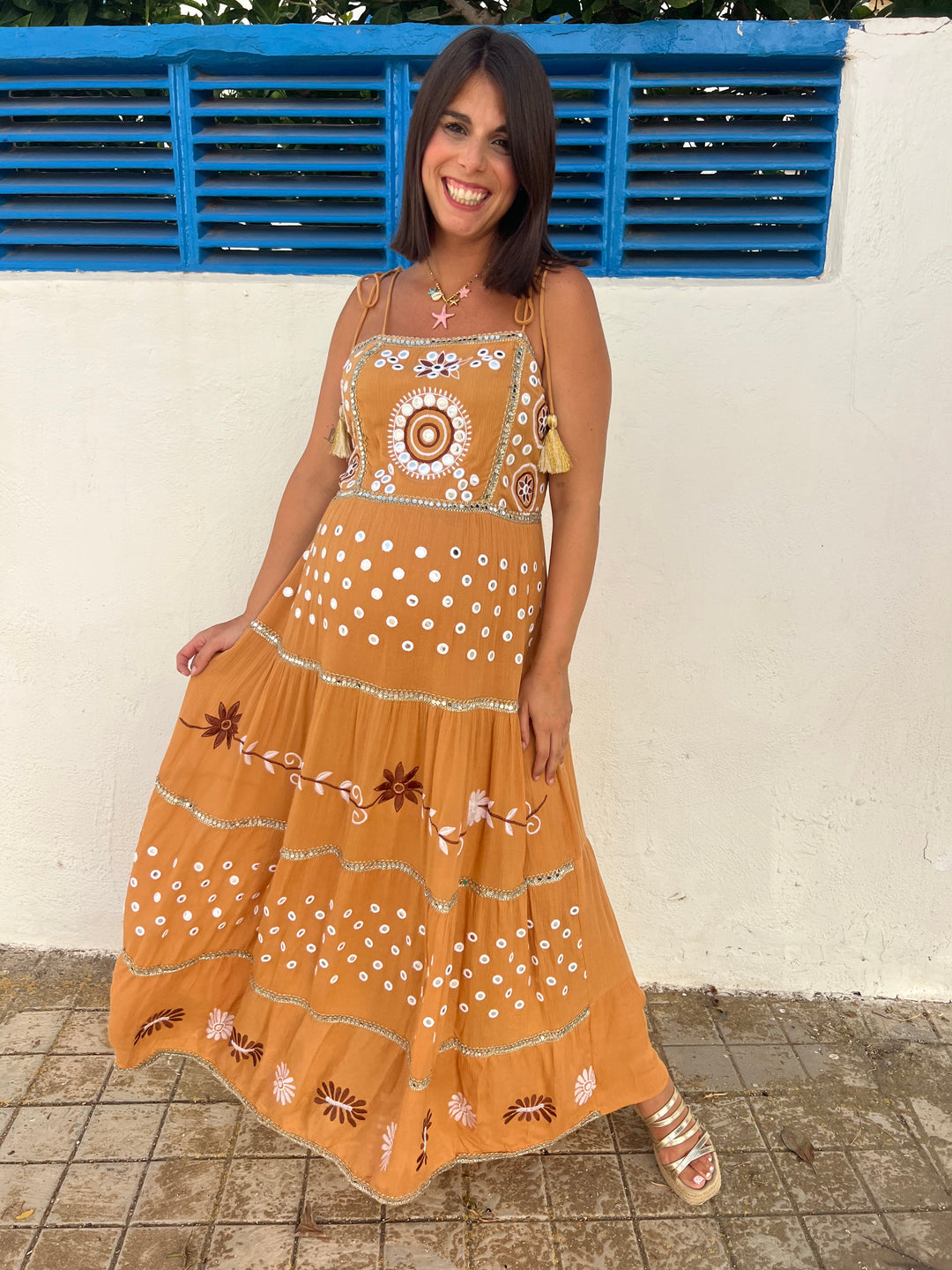 Vestido Boho camel