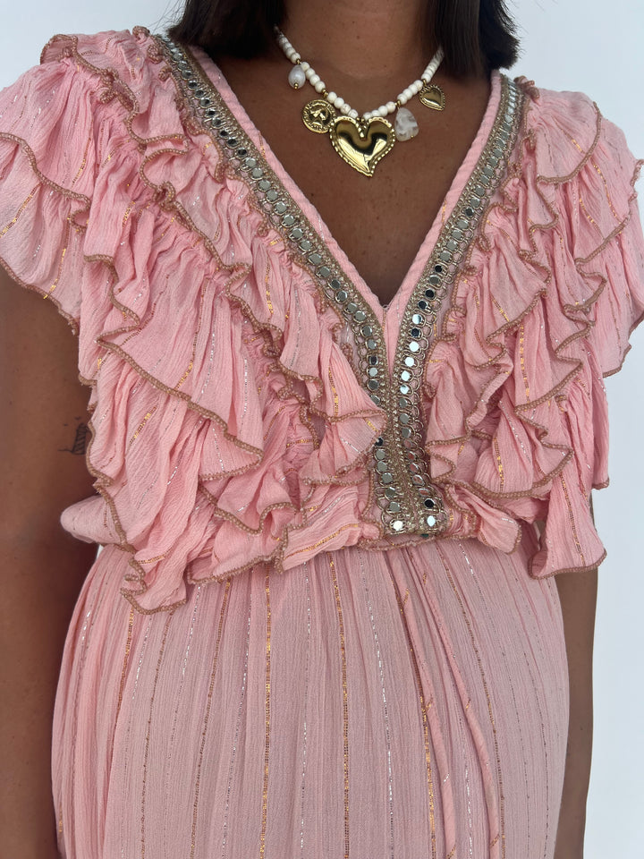 Vestido Saona largo rosa