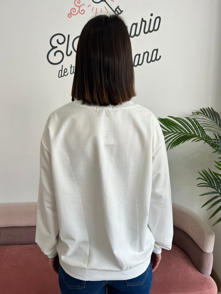 Sudadera Bonjour blanco