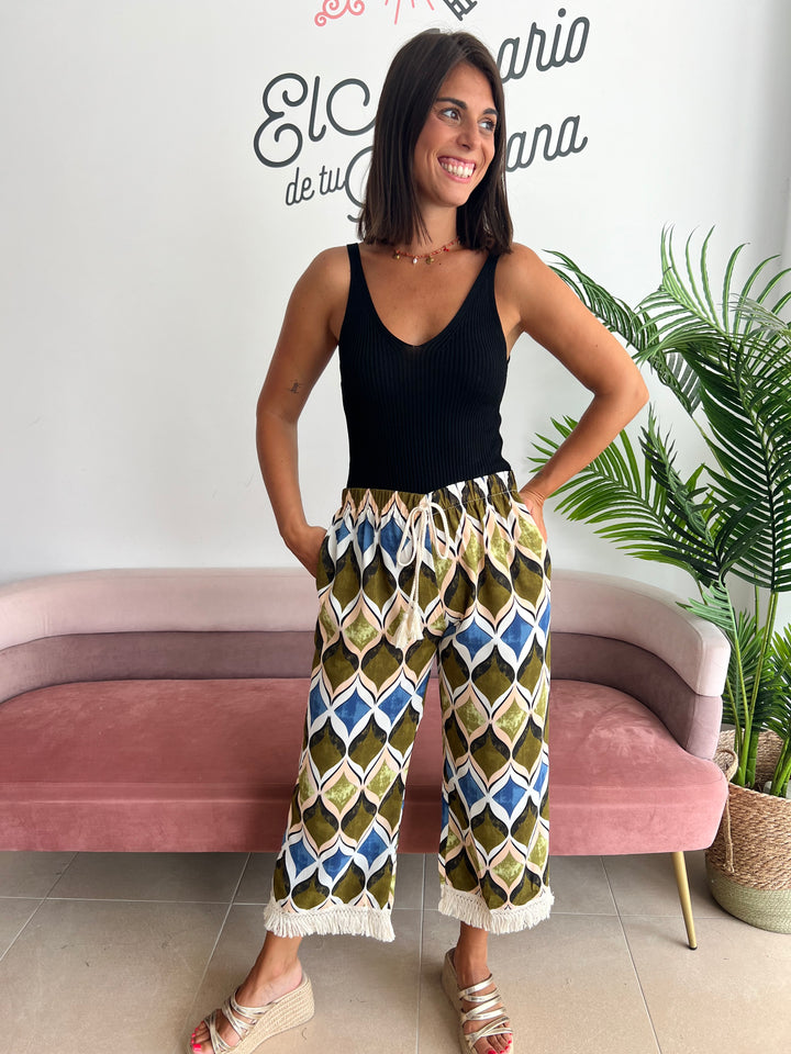 Pantalón Carlota verde y azul