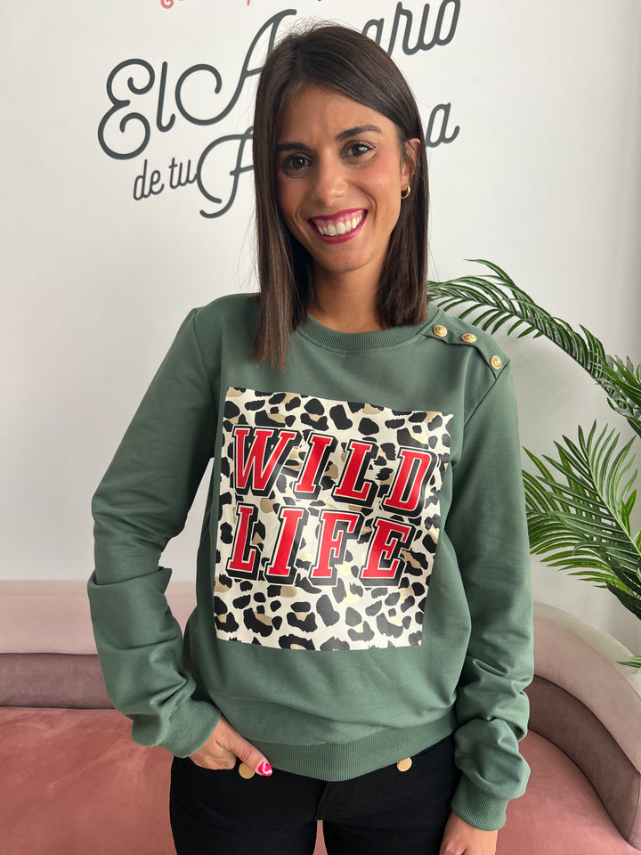 Sudadera Wild Life verde militar