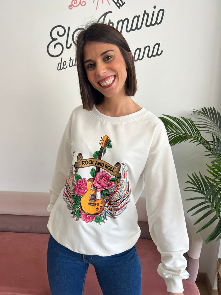Sudadera Guitar blanco
