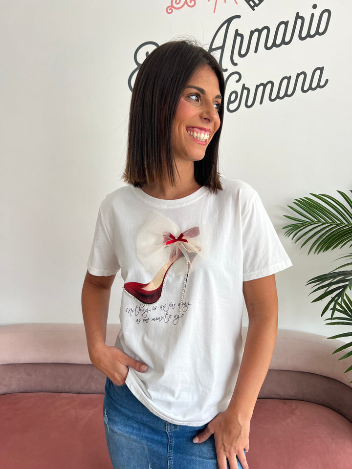 Camiseta Tacón blanco