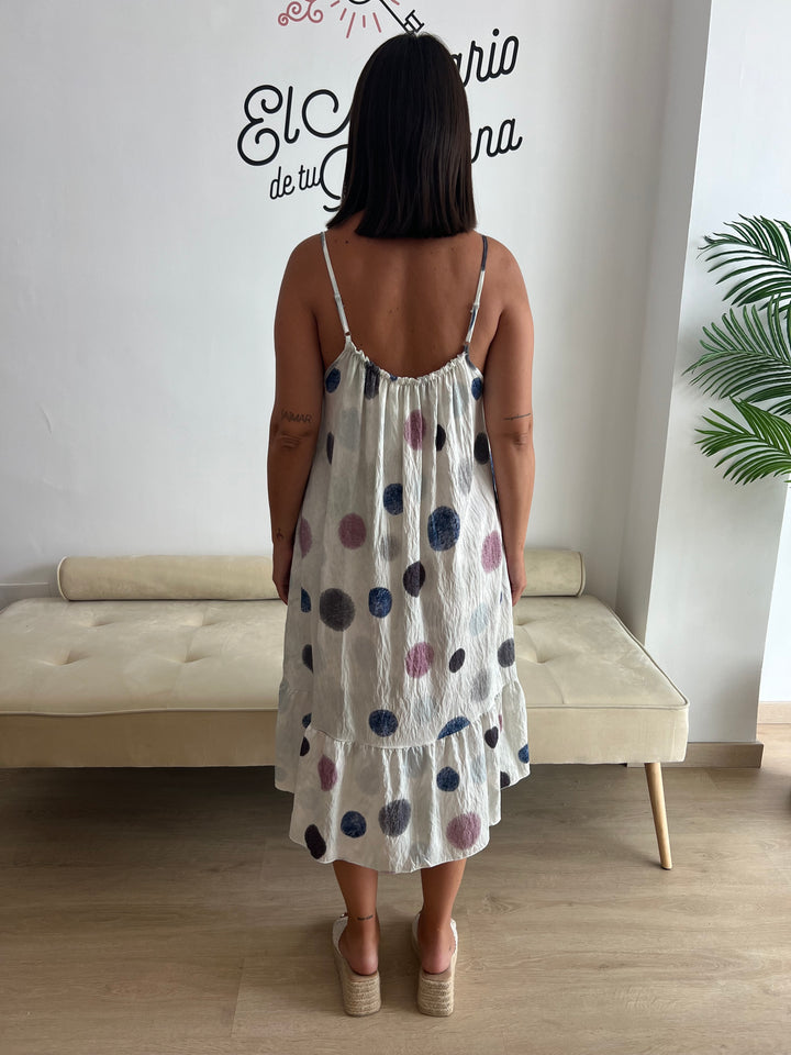 Vestido Damaris lunares azul