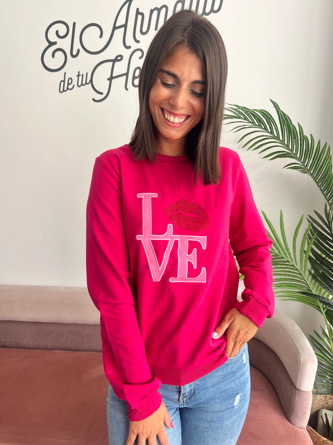 Sudadera Kiss fucsia