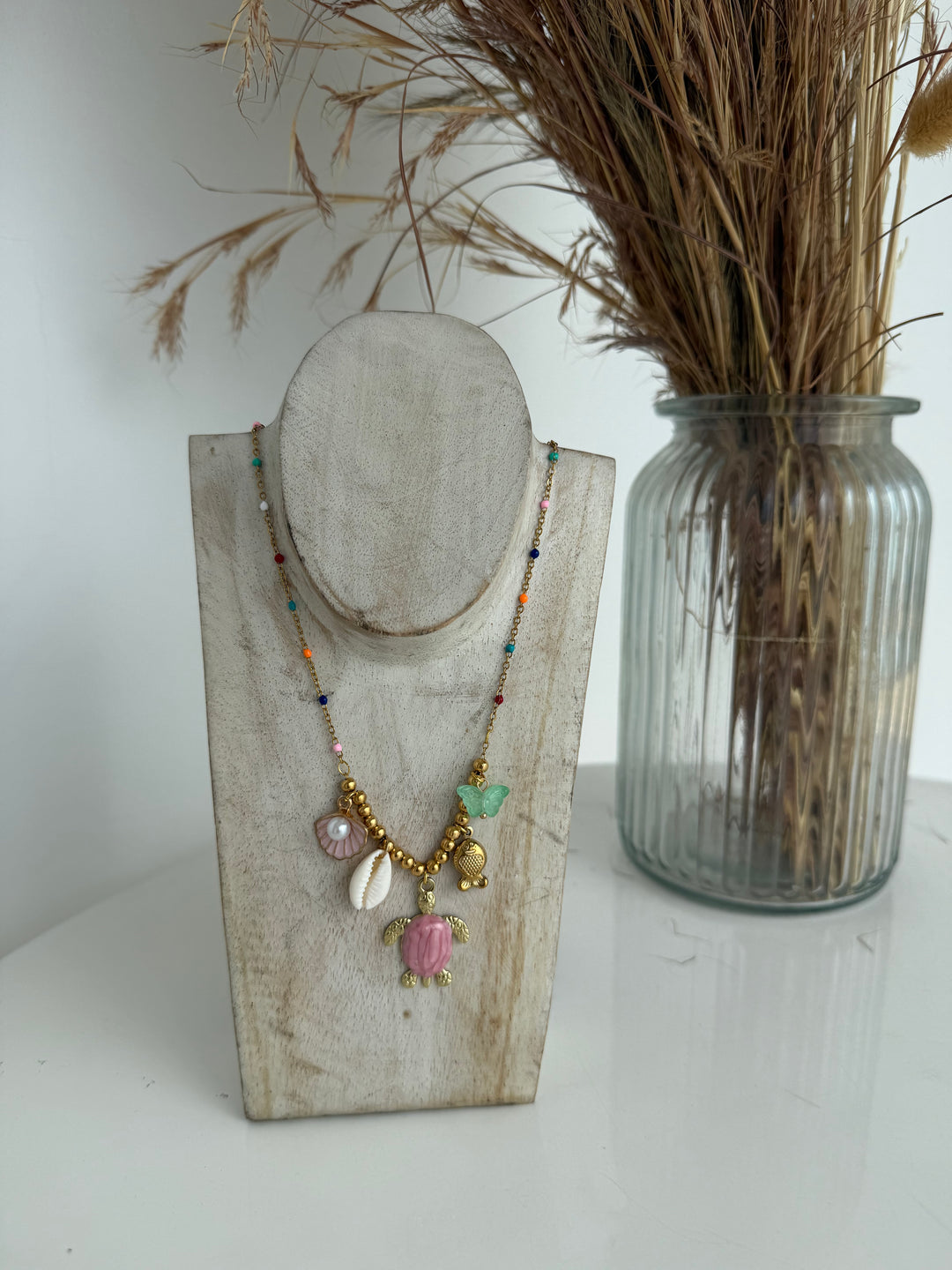 Collar Tortuga rosa (acero)