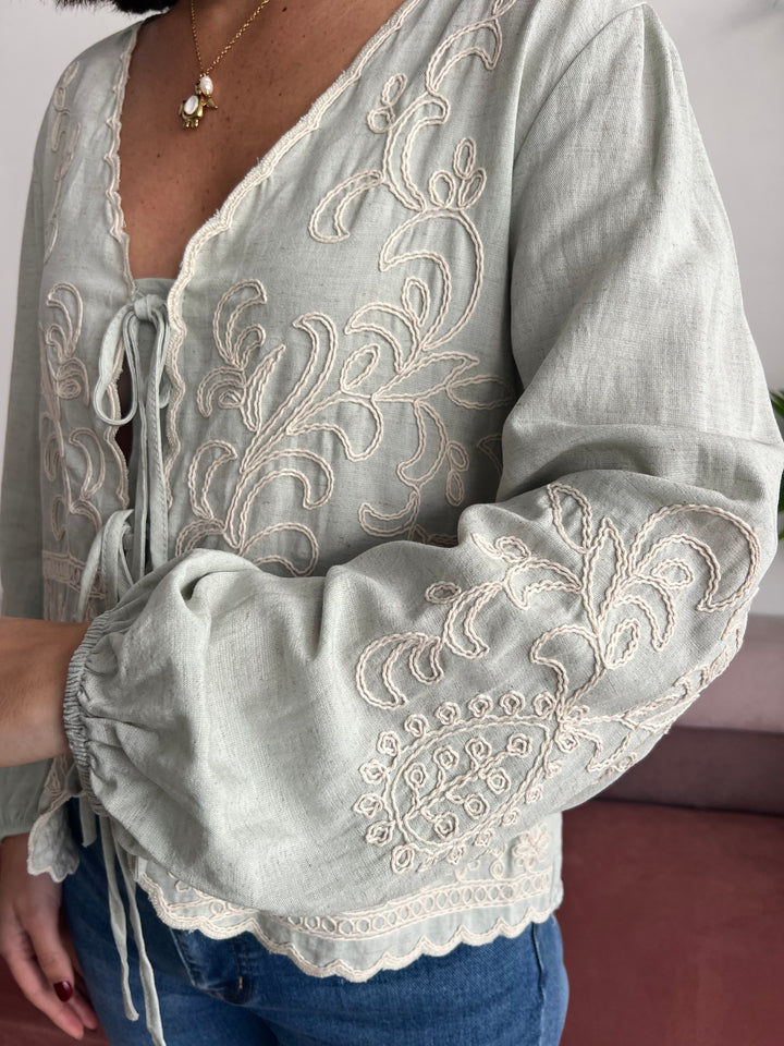 Camisa Lety aguamarina