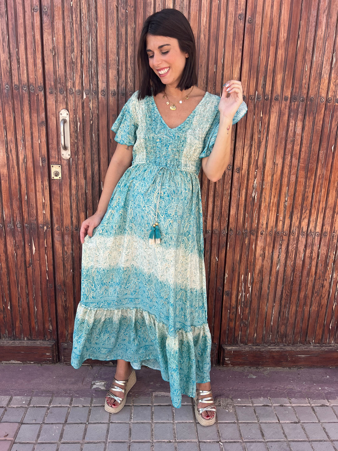 Vestido Mikonos turquesa