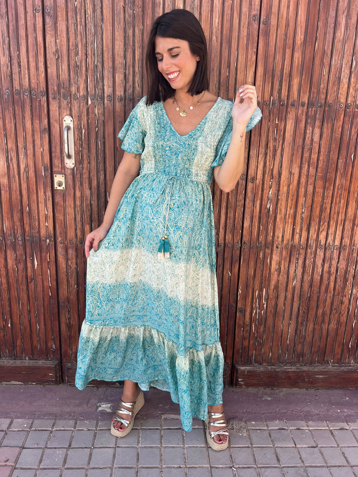 Vestido Mikonos turquesa