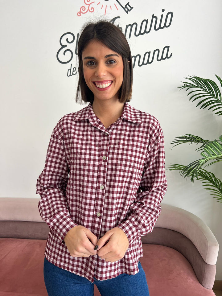 Camisa Vichy basic burdeos