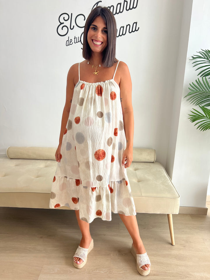 Vestido Damaris lunares teja