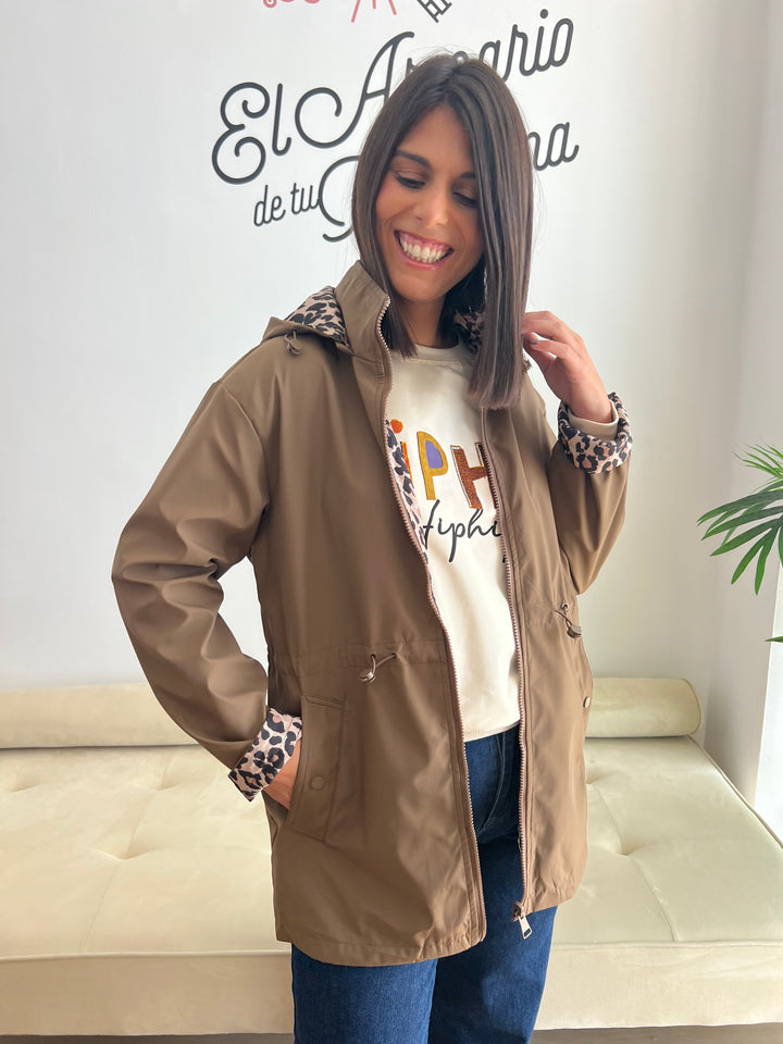 Chaqueta Reversible Leopardo marrón