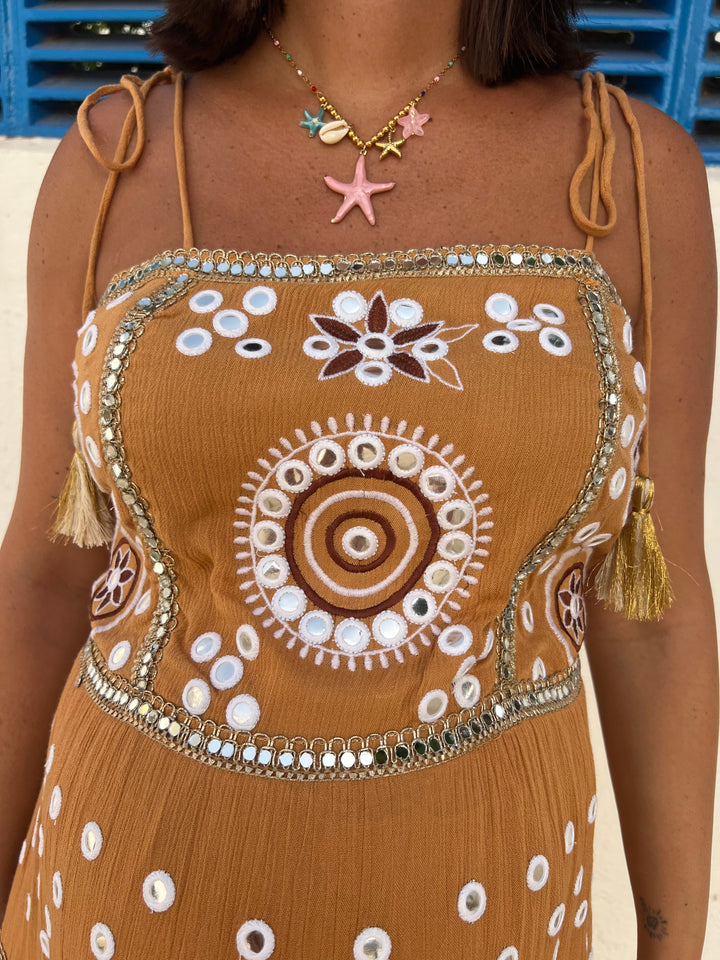 Vestido Boho camel
