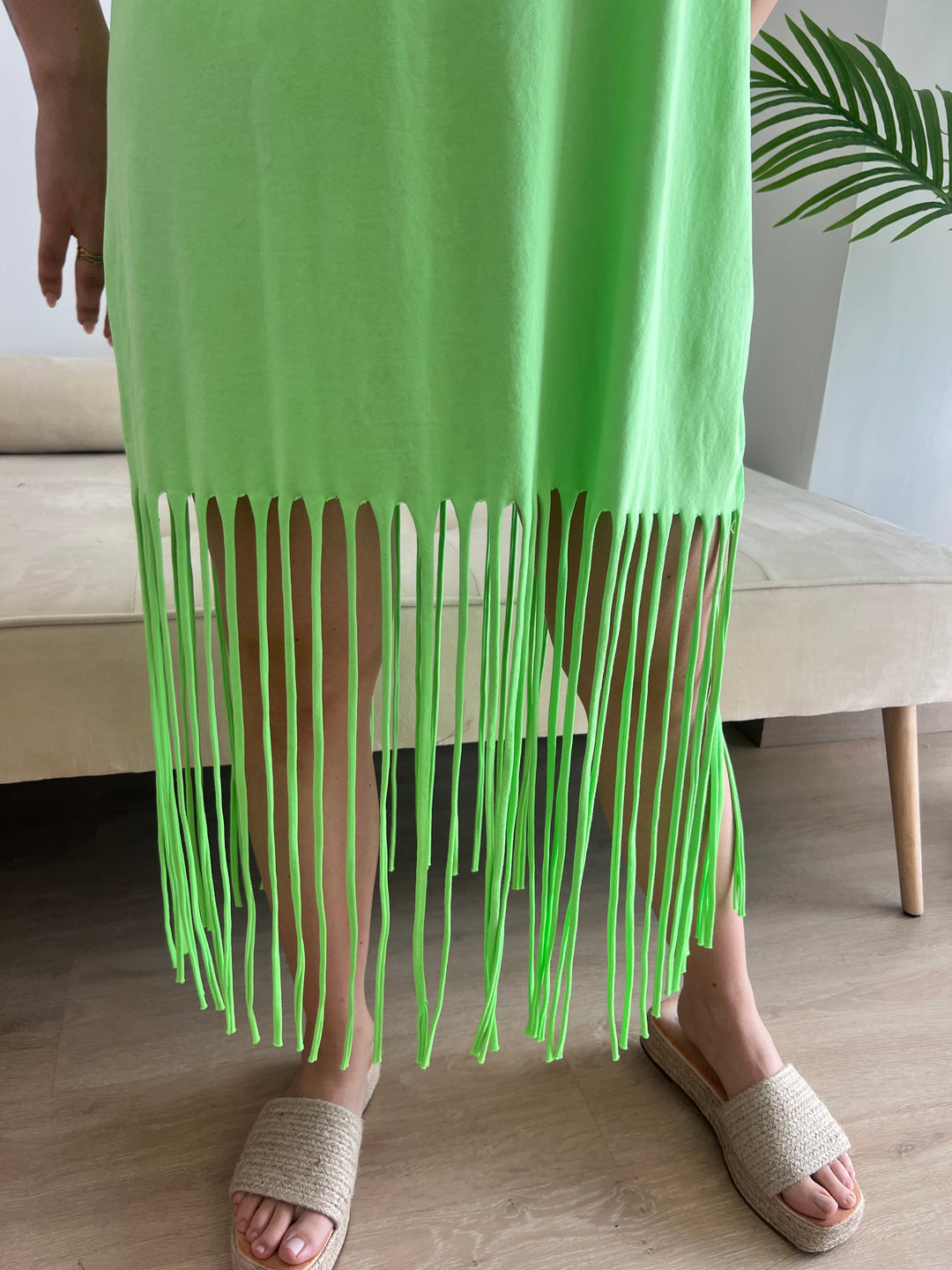 Vestido Flecos verde