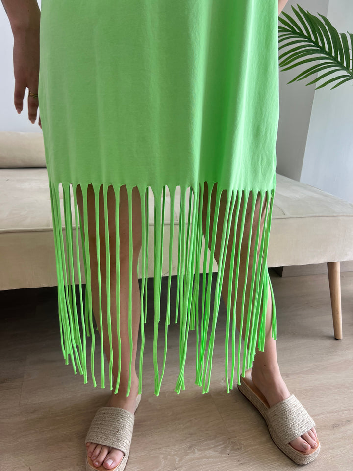 Vestido Flecos verde