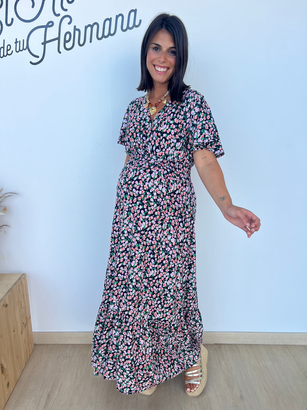 Vestido Nieves largo azul marino