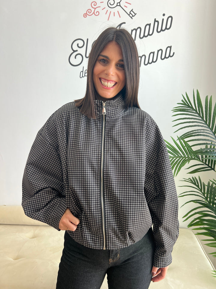 Chaqueta Vichy Bomber negro