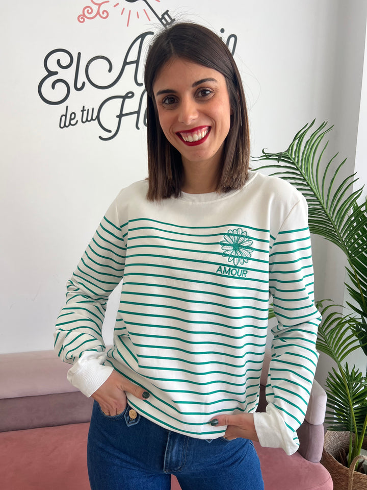 Sudadera Rayas verde