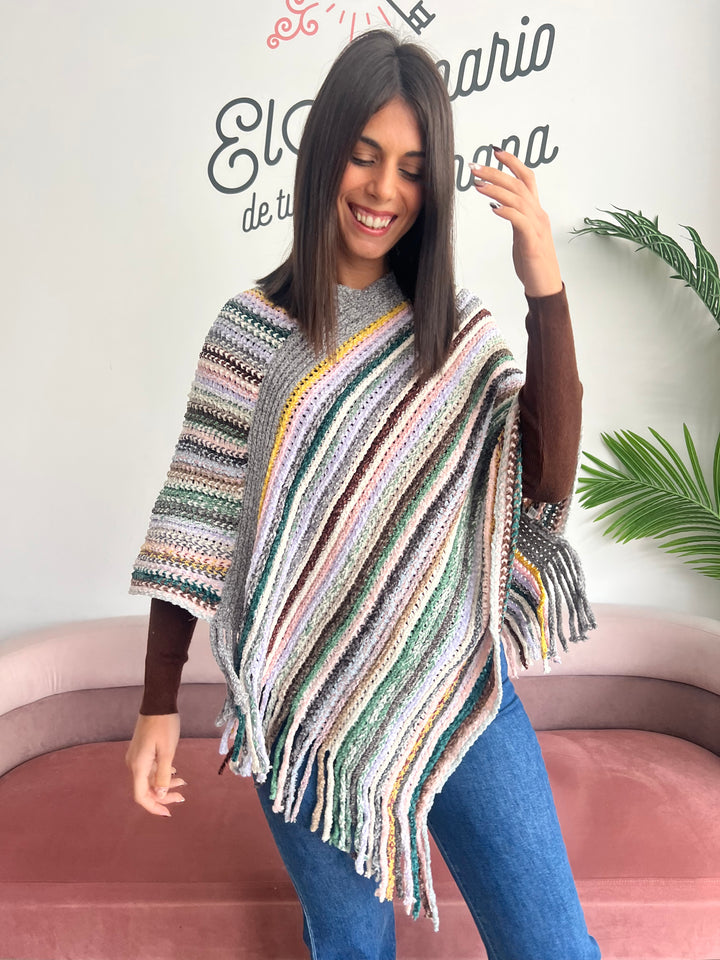 Poncho Ruth gris y amarillo