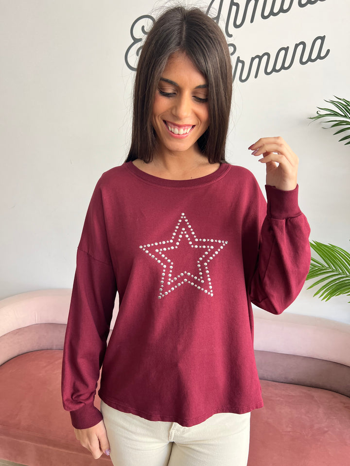Sudadera Estrella Burdeos