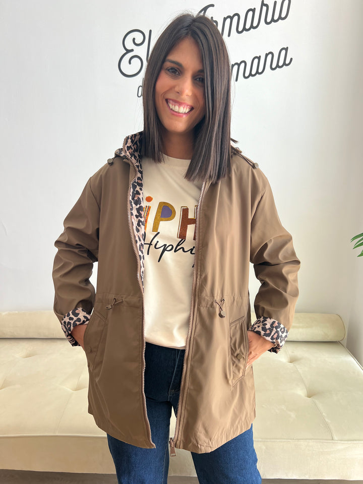 Chaqueta Reversible Leopardo marrón