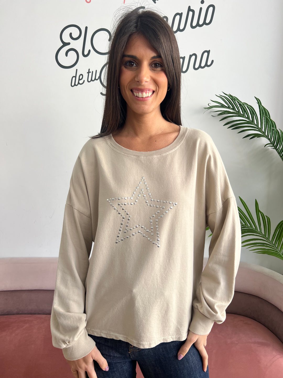Sudadera Estrella beige