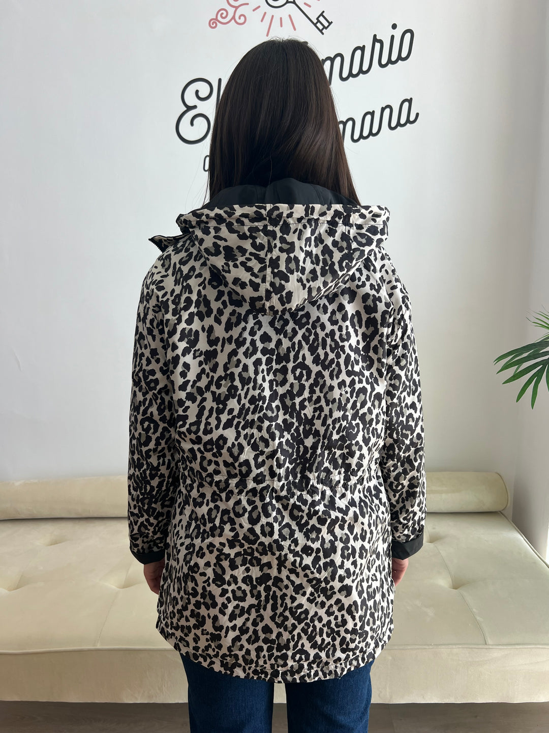 Chaqueta Reversible Leopardo negro