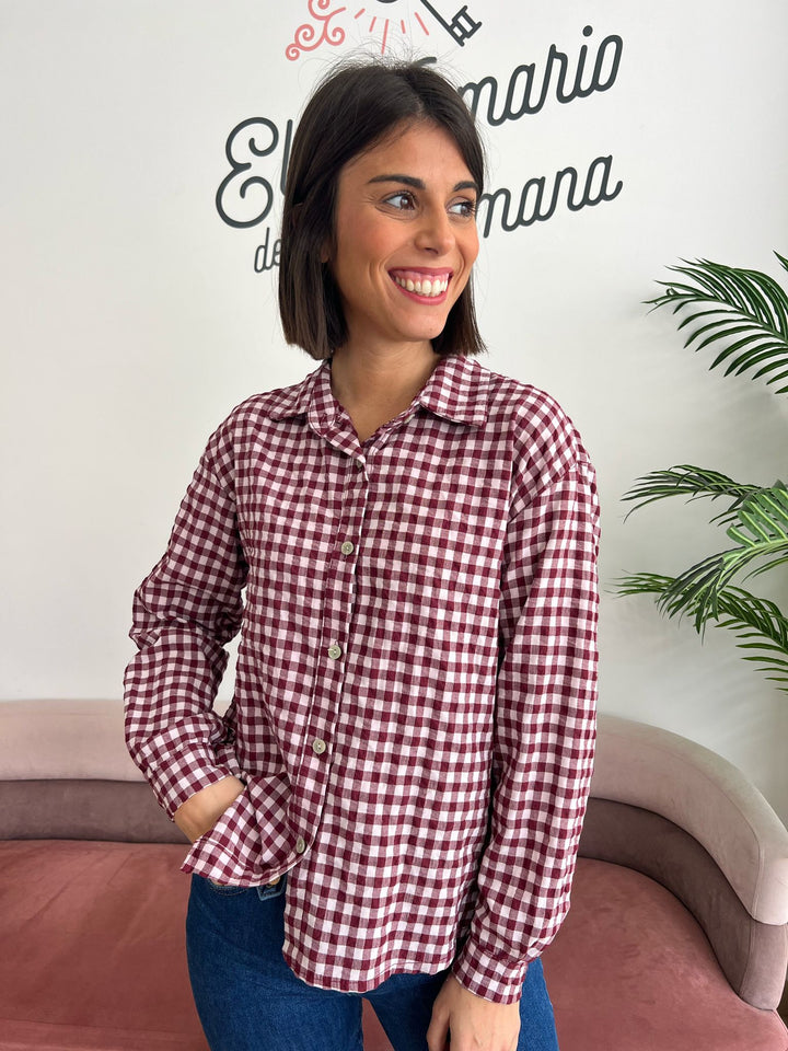 Camisa Vichy basic burdeos