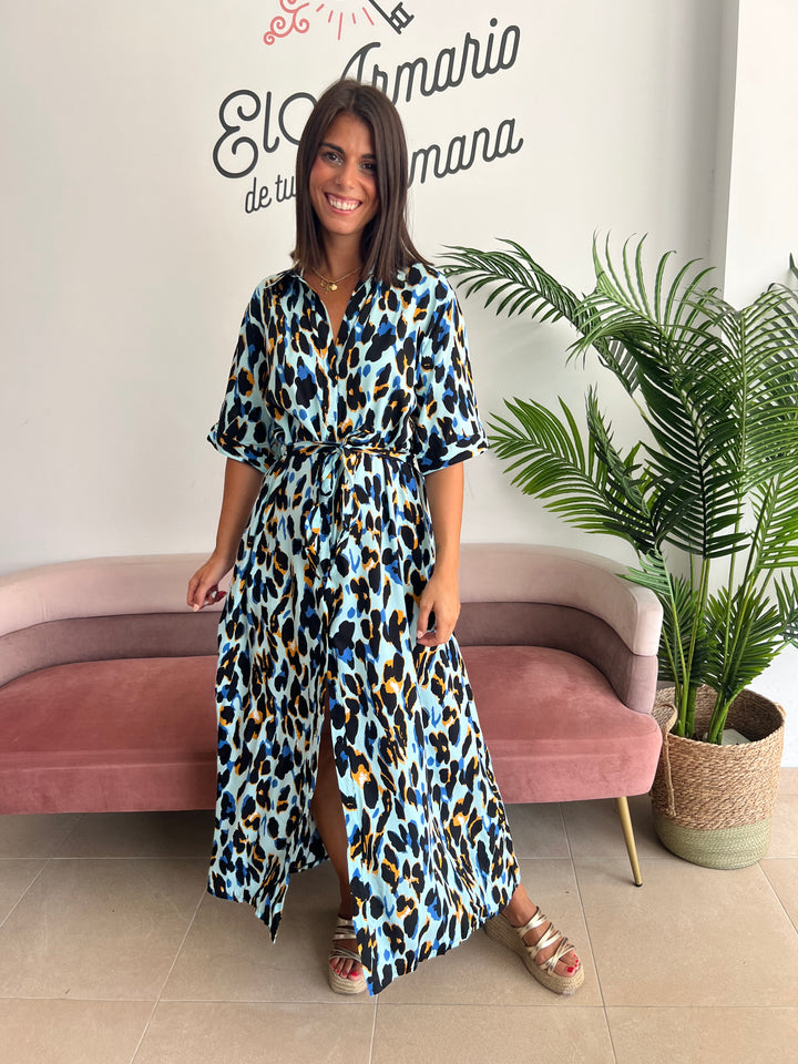 Vestido Carol Cinturón azul