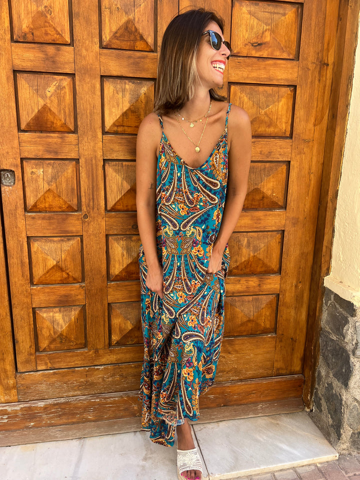 Vestido Salomé turquesa