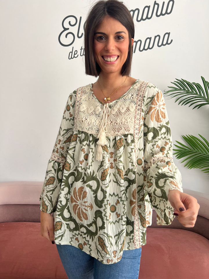 Blusa Leonor verde militar