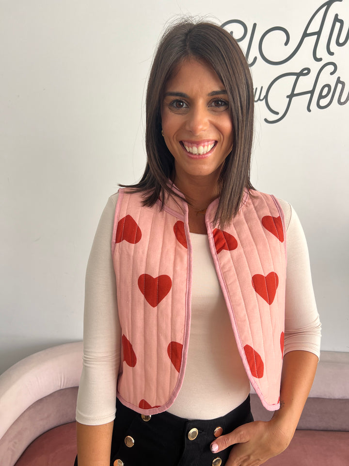 Chaleco Corazones rosa