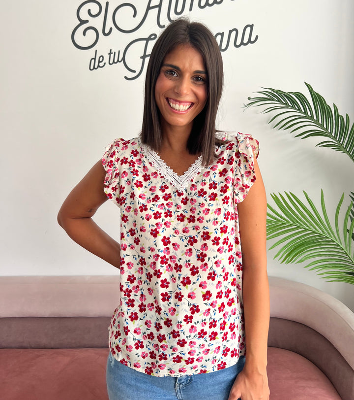 Blusa Flores rosa