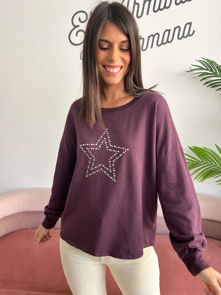 Sudadera Estrella berenjena