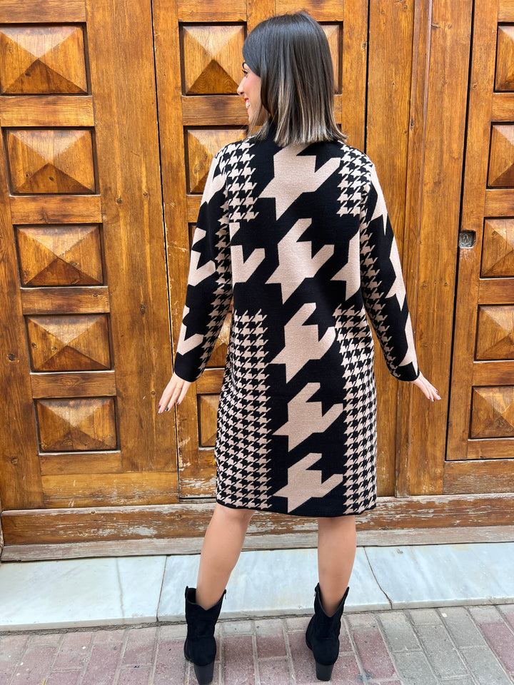 Vestido Pata Gallo negro-beige
