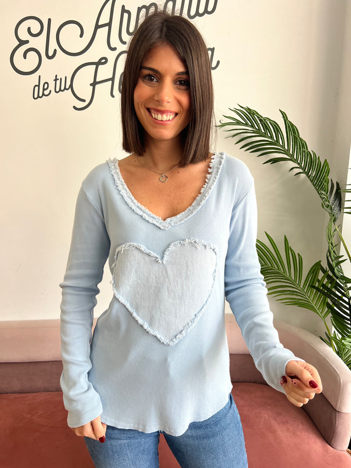 Camiseta Corazón celeste