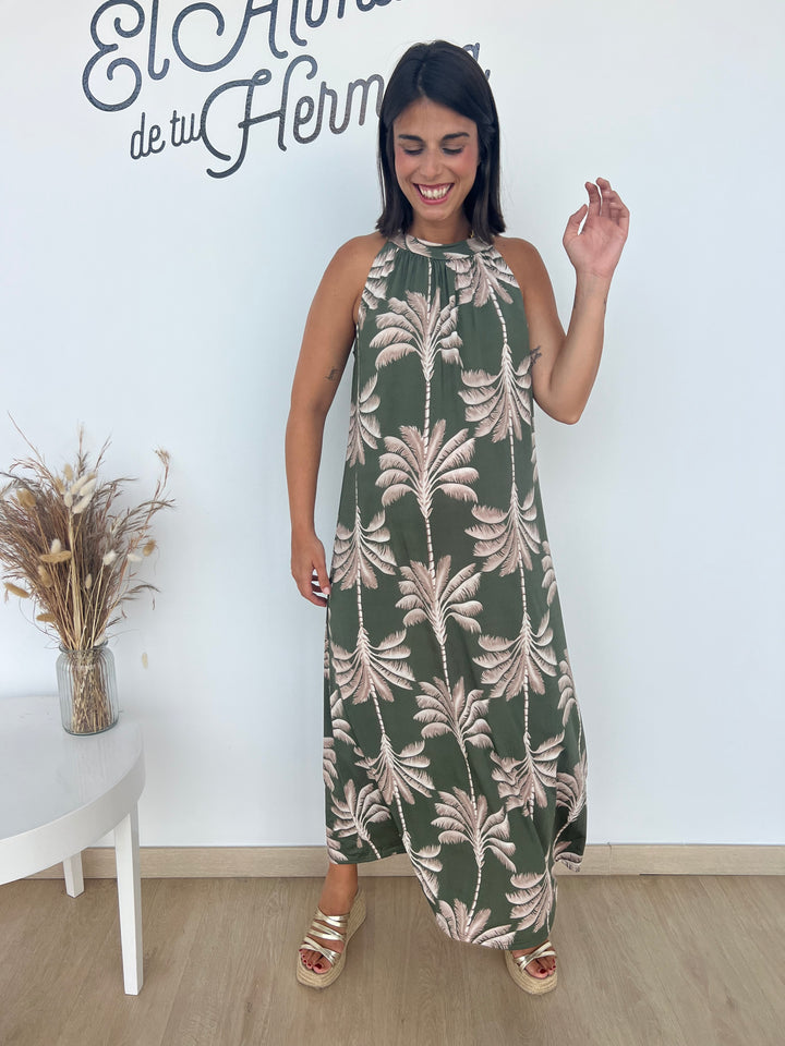 Vestido Paula verde militar