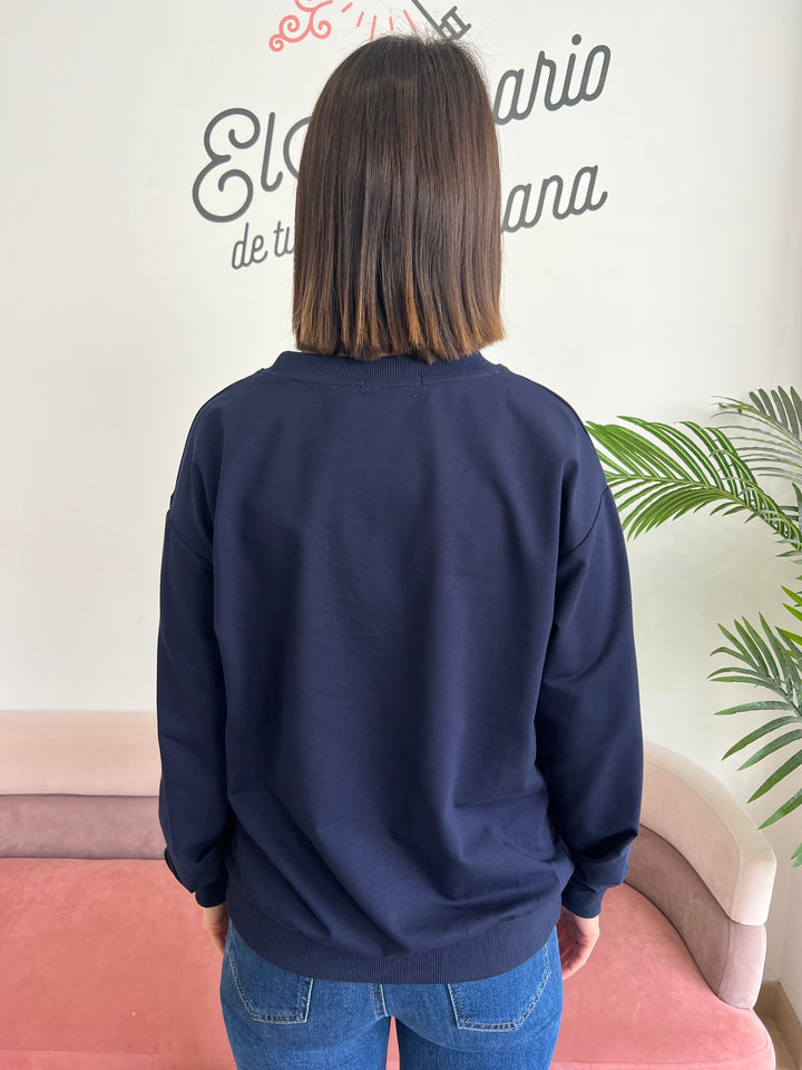 Sudadera Bonjour azul marino