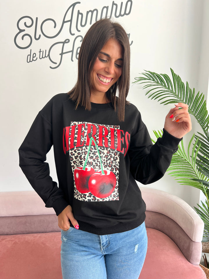 Sudadera Cherries negro