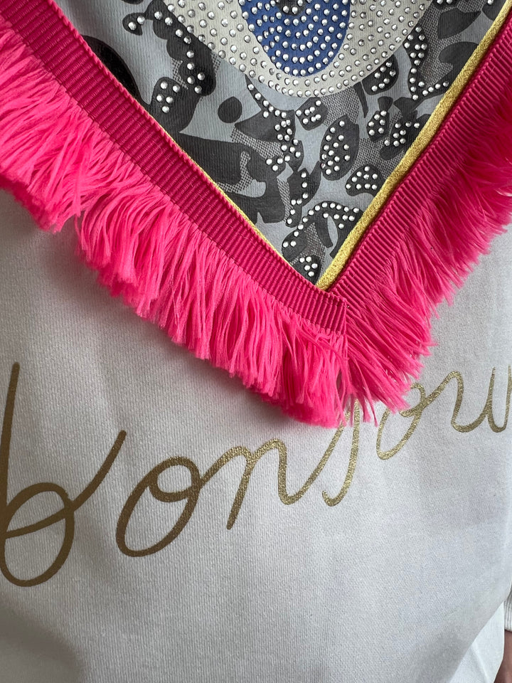 Sudadera Bonjour blanco